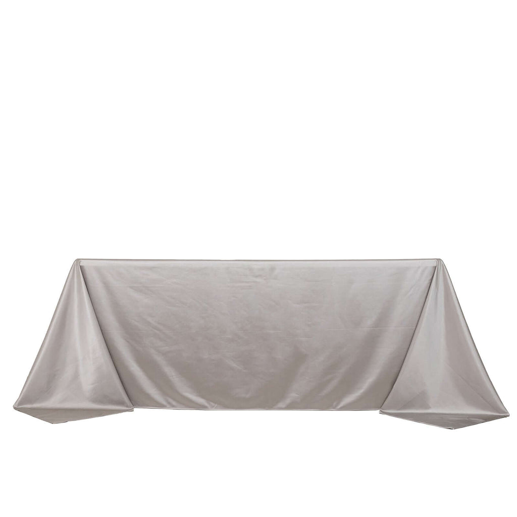 Scuba Rectangular 90"x132" Tablecloth Shimmering Silver - Wrinkle Free & Stain Resistant Seamless Table Cover - Bell Racket Store