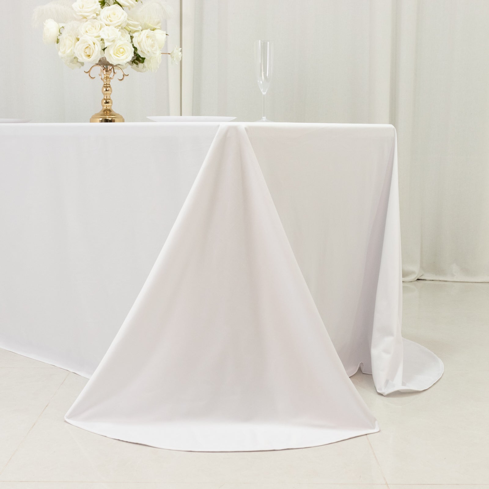 Scuba Rectangular 90"x132" Tablecloth White with Rounded Corners â€“ Seamless, Wrinkle Free & Stain Resistant Table Cover - Bell Racket Store