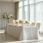 Scuba Rectangular 90"x132" Tablecloth White with Rounded Corners â€“ Seamless, Wrinkle Free & Stain Resistant Table Cover - Bell Racket Store