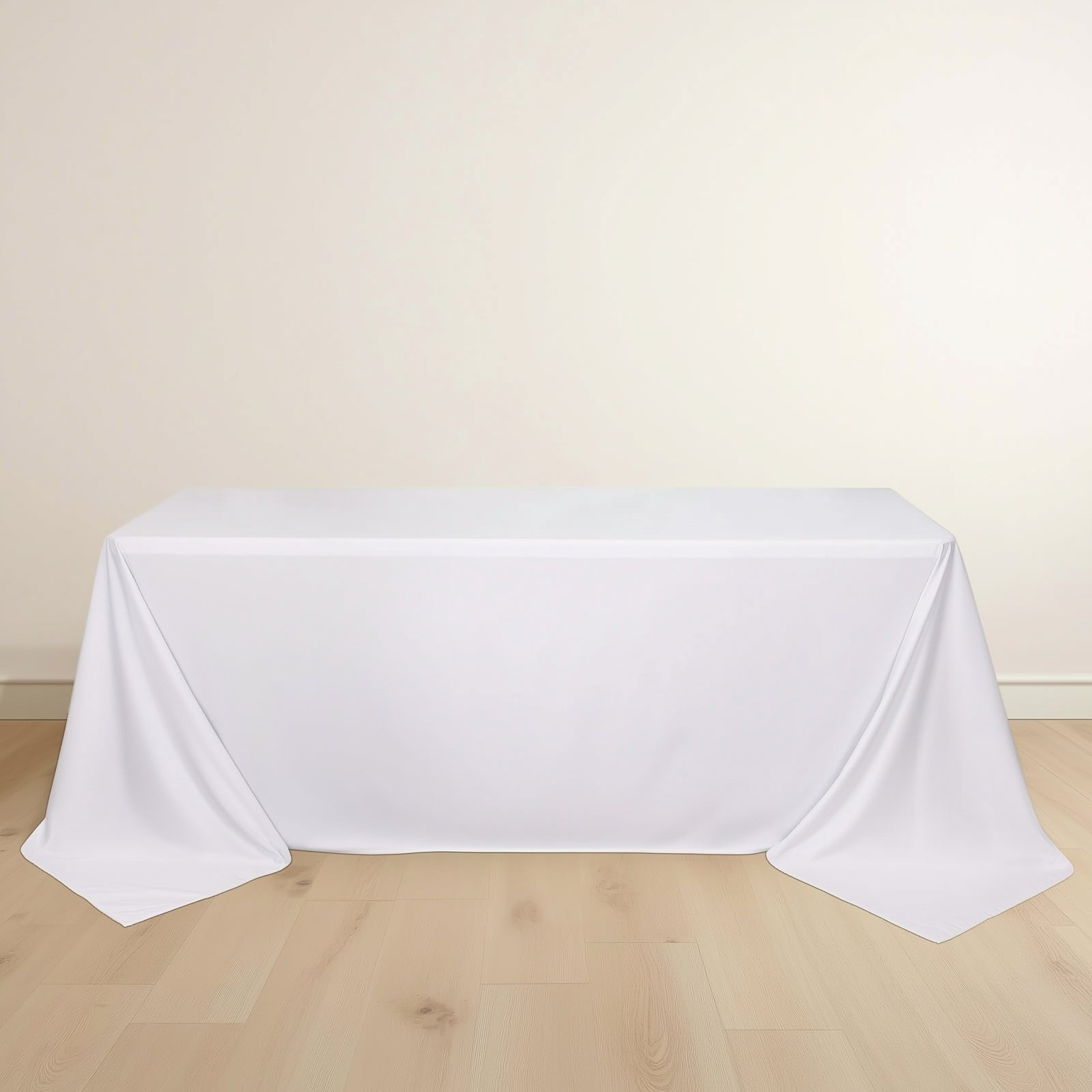 Scuba Rectangular 90"x132" Tablecloth White - Wrinkle Free, Stain Resistant & Seamless Table Cover for Weddings and Parties - Bell Racket Store