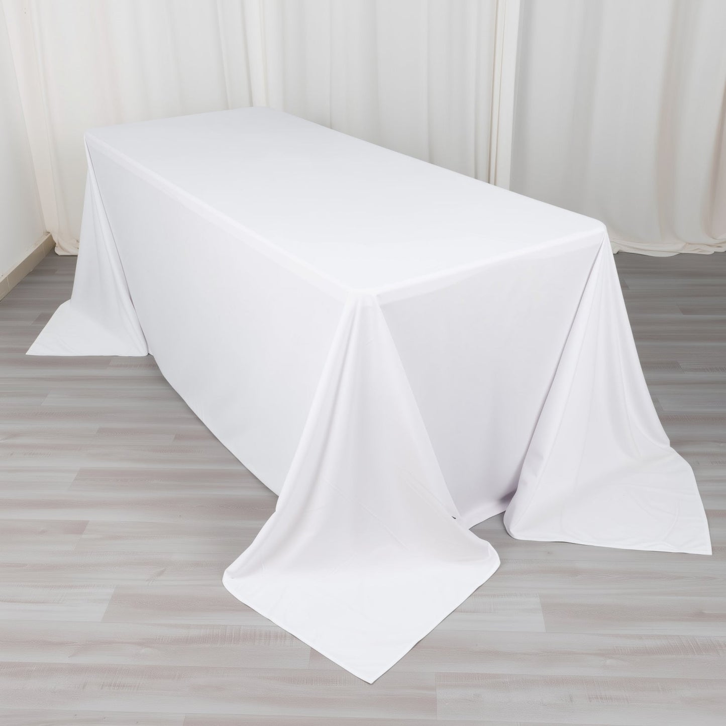 Scuba Rectangular 90"x132" Tablecloth White - Wrinkle Free, Stain Resistant & Seamless Table Cover for Weddings and Parties - Bell Racket Store