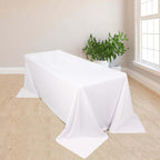 Scuba Rectangular 90"x132" Tablecloth White - Wrinkle Free, Stain Resistant & Seamless Table Cover for Weddings and Parties - Bell Racket Store