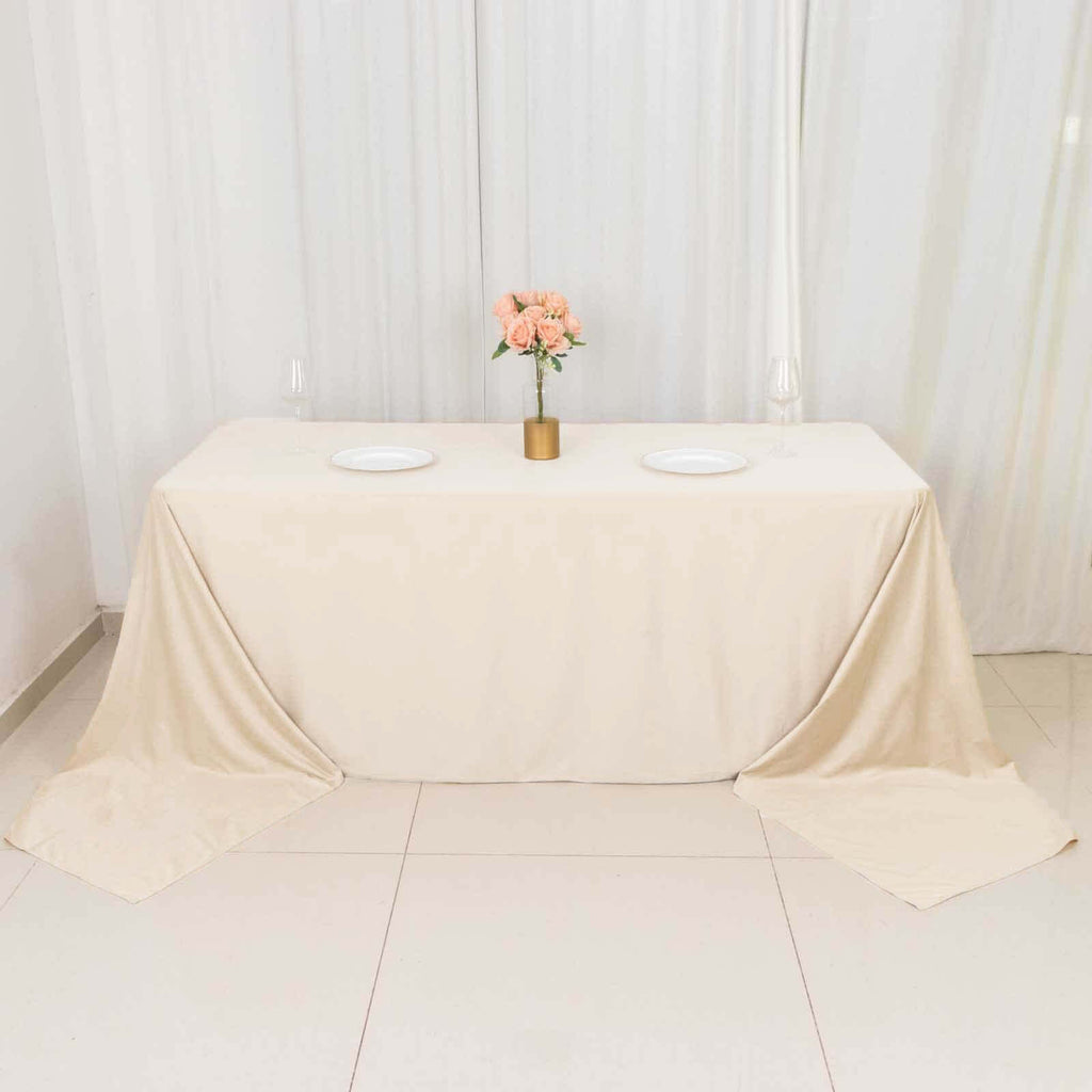 Scuba Rectangular 90"x156" Tablecloth Beige - Wrinkle Free, Stain Resistant & Seamless Table Cover - Bell Racket Store