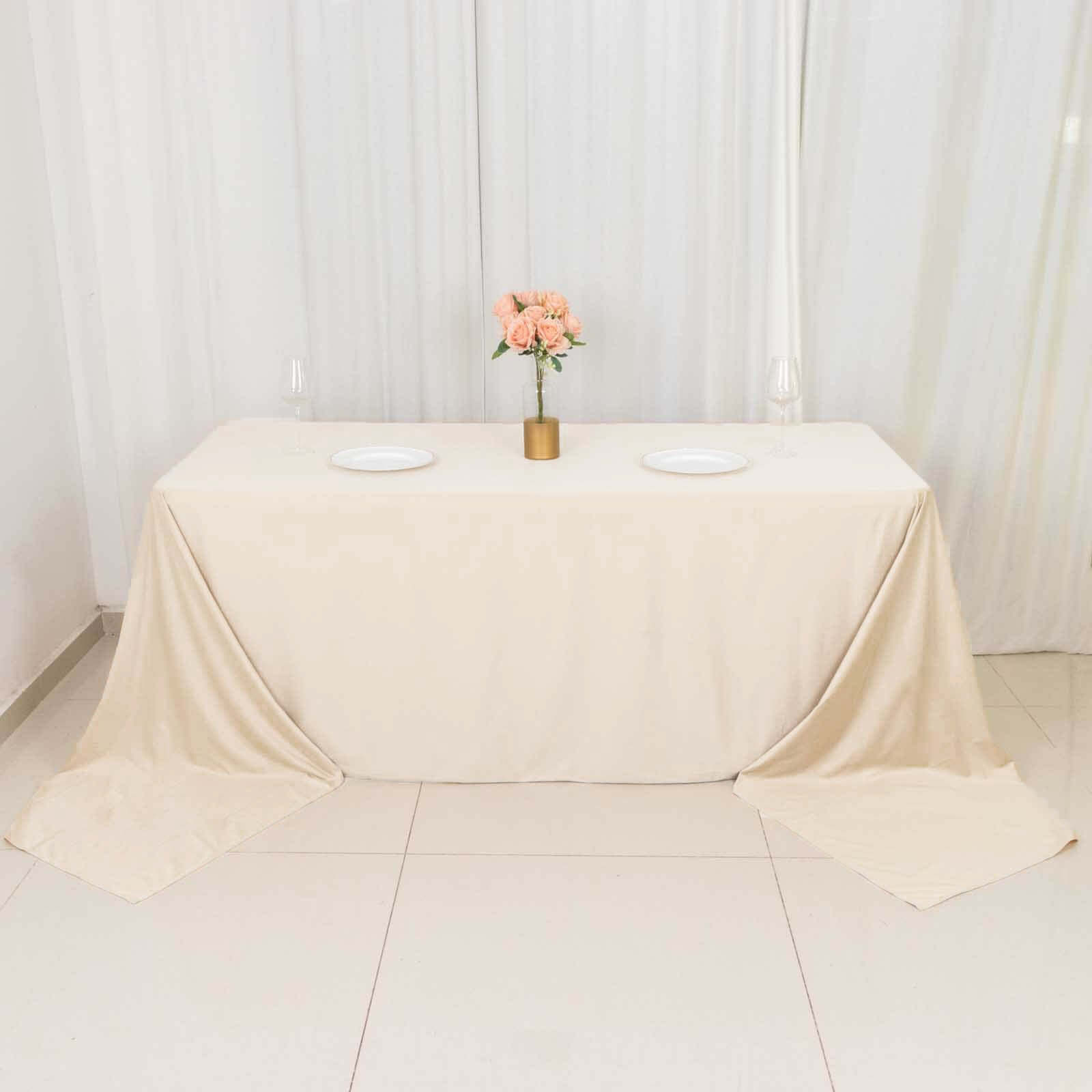 Scuba Rectangular 90"x156" Tablecloth Beige - Wrinkle Free, Stain Resistant & Seamless Table Cover - Bell Racket Store