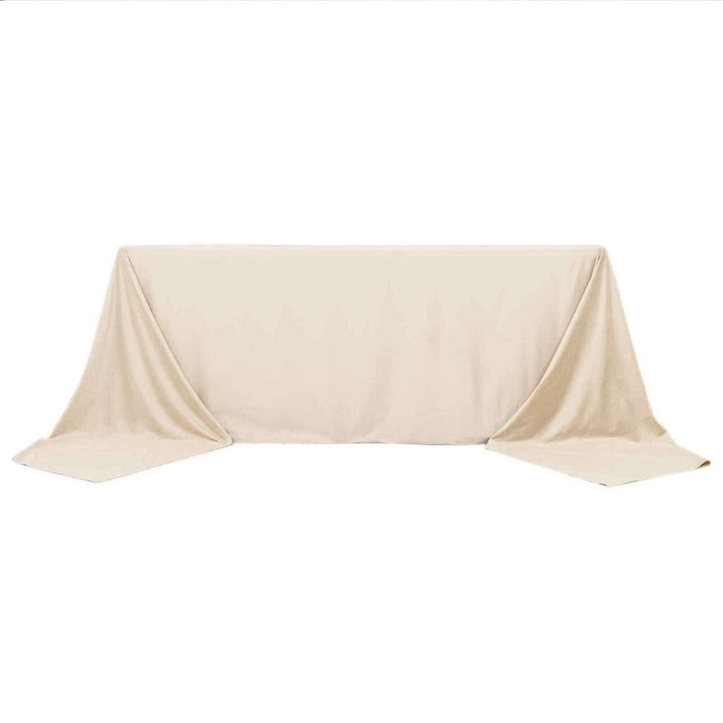 Scuba Rectangular 90"x156" Tablecloth Beige - Wrinkle Free, Stain Resistant & Seamless Table Cover - Bell Racket Store