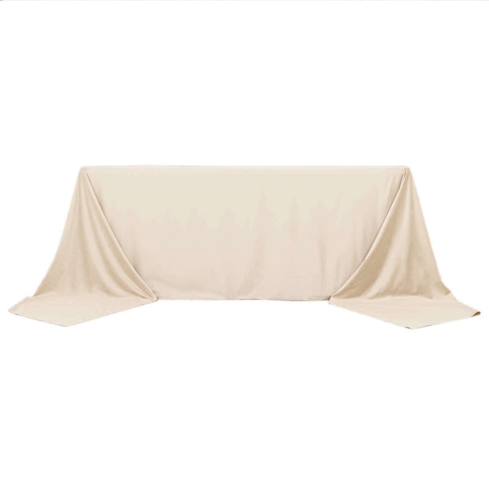 Scuba Rectangular 90"x156" Tablecloth Beige - Wrinkle Free, Stain Resistant & Seamless Table Cover - Bell Racket Store