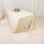 Scuba Rectangular 90"x156" Tablecloth Beige - Wrinkle Free, Stain Resistant & Seamless Table Cover - Bell Racket Store