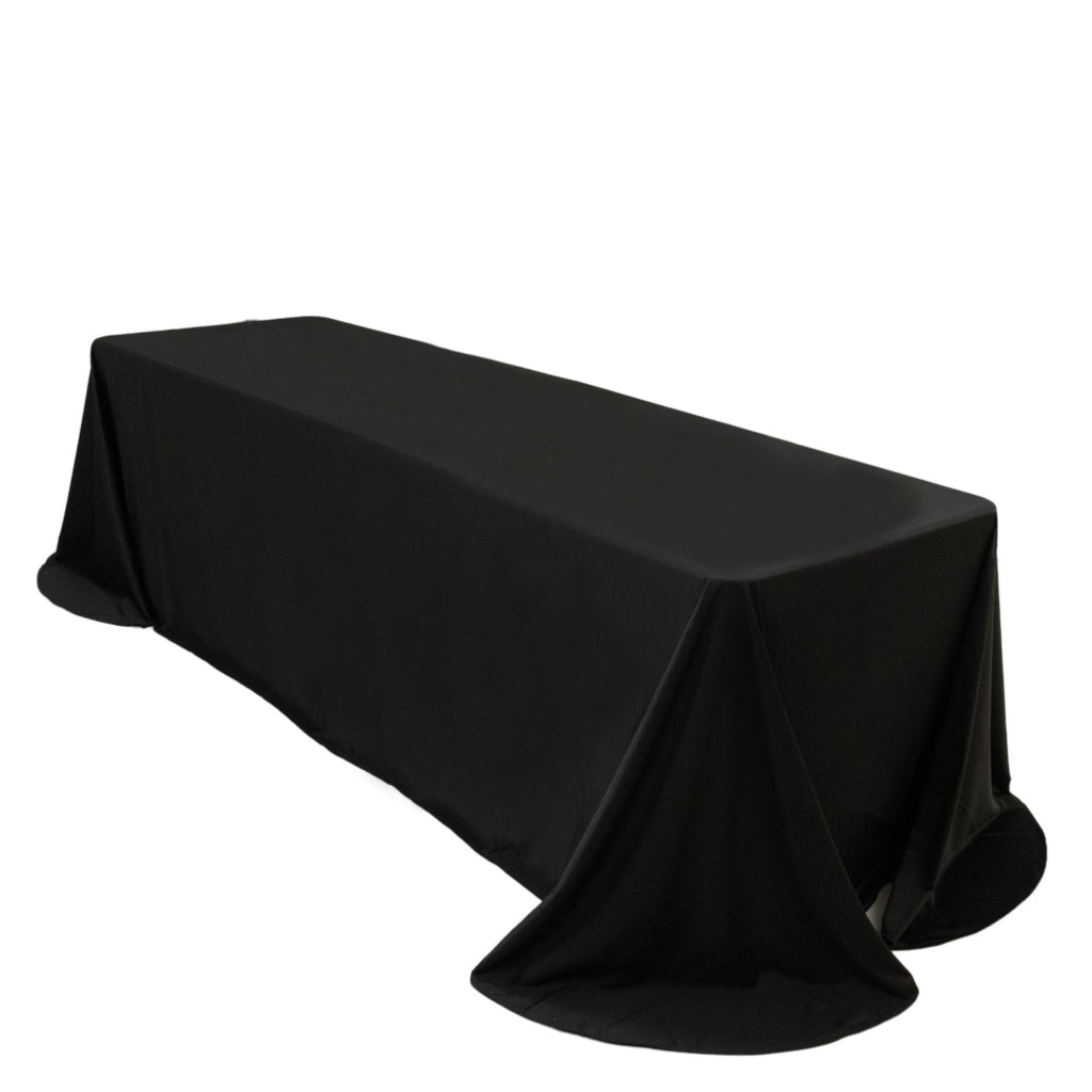 Scuba Rectangular 90"x156" Tablecloth Black with Rounded Corners â€“ Seamless, Wrinkle Free & Stain Resistant Table Cover - Bell Racket Store