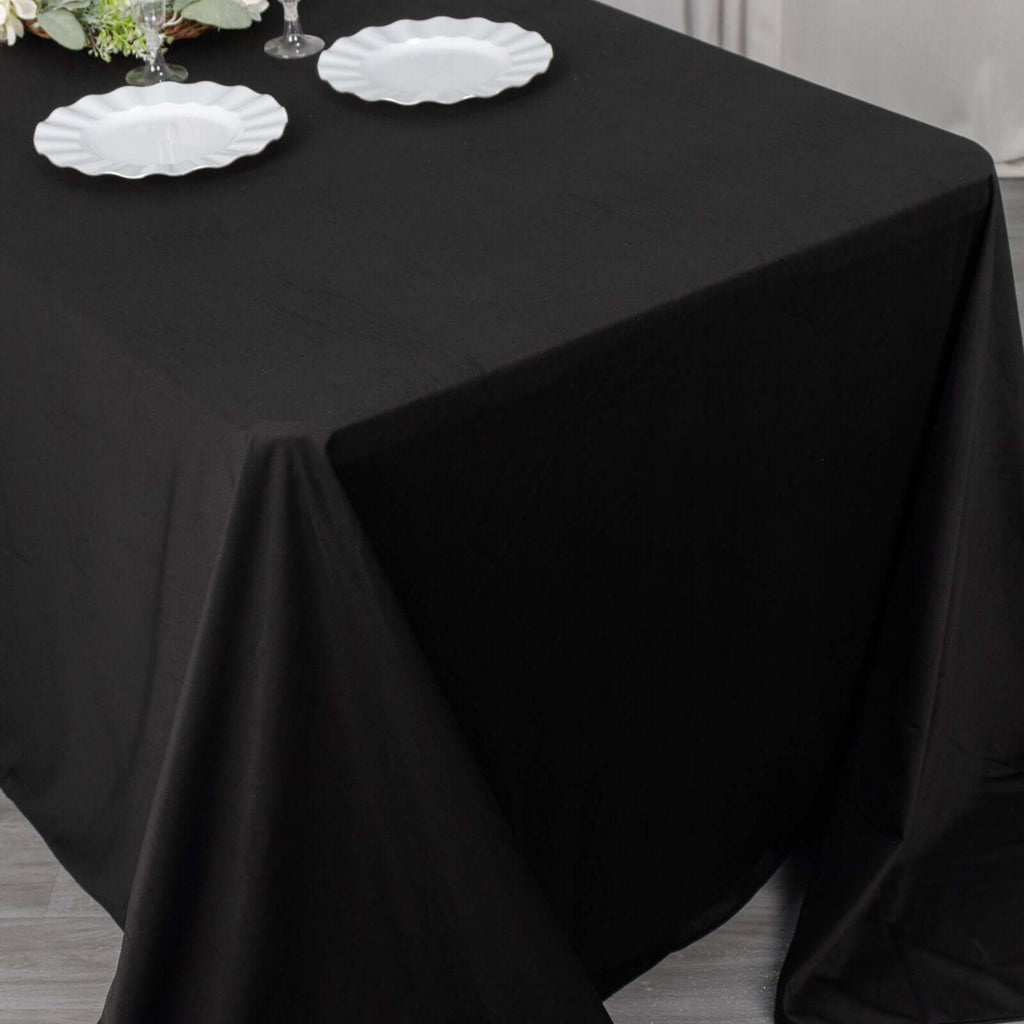 Scuba Rectangular 90"x156" Tablecloth Black - Wrinkle Free, Stain Resistant & Seamless Table Cover for Weddings and Parties - Bell Racket Store