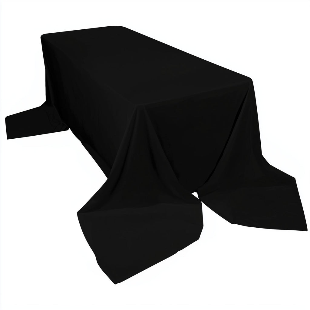 Scuba Rectangular 90"x156" Tablecloth Black - Wrinkle Free, Stain Resistant & Seamless Table Cover for Weddings and Parties - Bell Racket Store