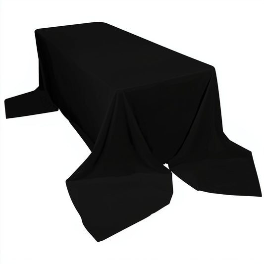 Scuba Rectangular 90"x156" Tablecloth Black - Wrinkle Free, Stain Resistant & Seamless Table Cover for Weddings and Parties - Bell Racket Store