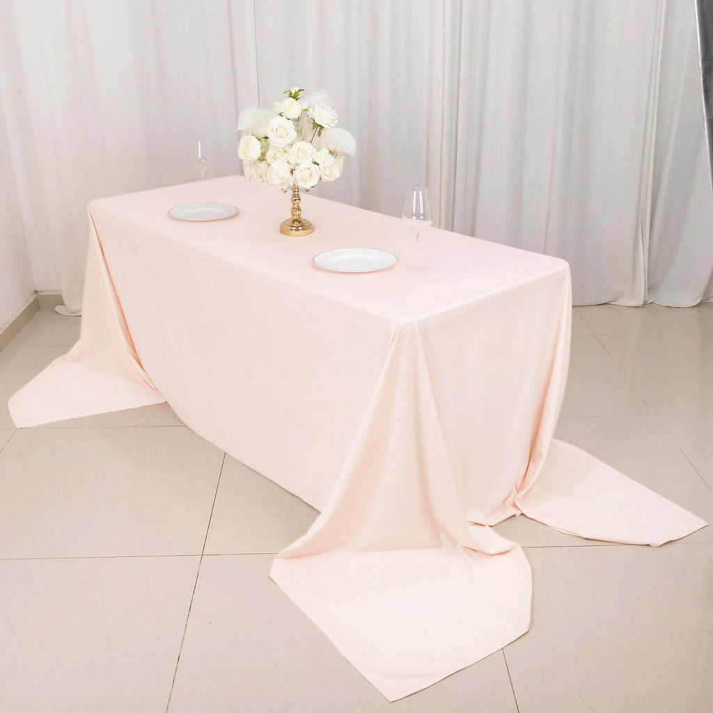 Scuba Rectangular 90"x156" Tablecloth Blush - Wrinkle Free, Stain Resistant & Seamless Table Cover - Bell Racket Store