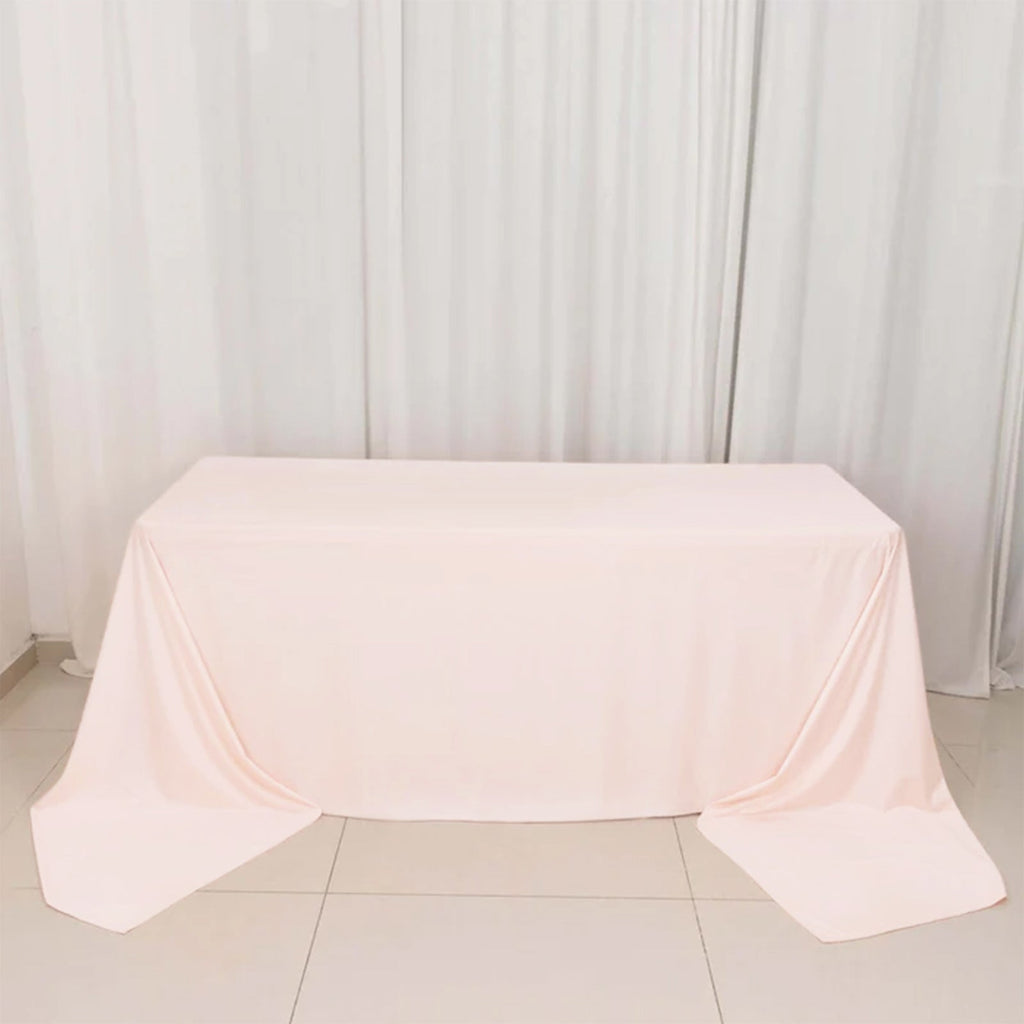 Scuba Rectangular 90"x156" Tablecloth Blush - Wrinkle Free, Stain Resistant & Seamless Table Cover - Bell Racket Store