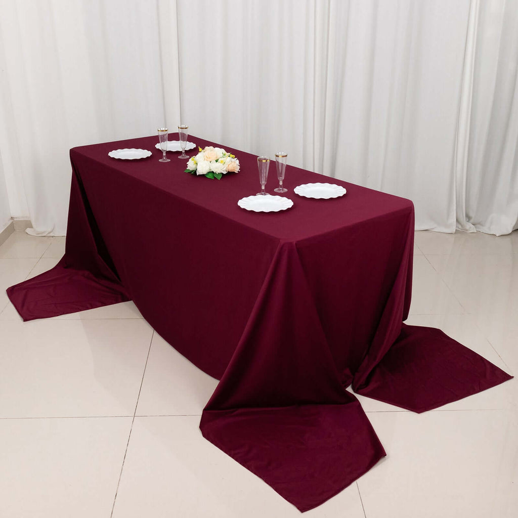 Scuba Rectangular 90"x156" Tablecloth Burgundy - Wrinkle Free, Stain Resistant & Seamless Table Cover - Bell Racket Store