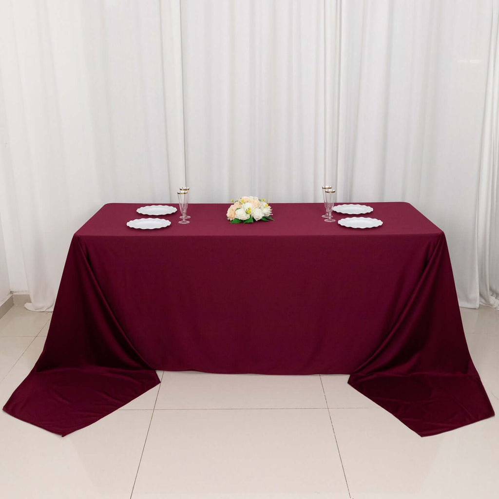 Scuba Rectangular 90"x156" Tablecloth Burgundy - Wrinkle Free, Stain Resistant & Seamless Table Cover - Bell Racket Store