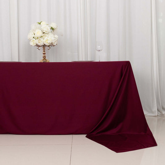 Scuba Rectangular 90"x156" Tablecloth Burgundy - Wrinkle Free, Stain Resistant & Seamless Table Cover - Bell Racket Store