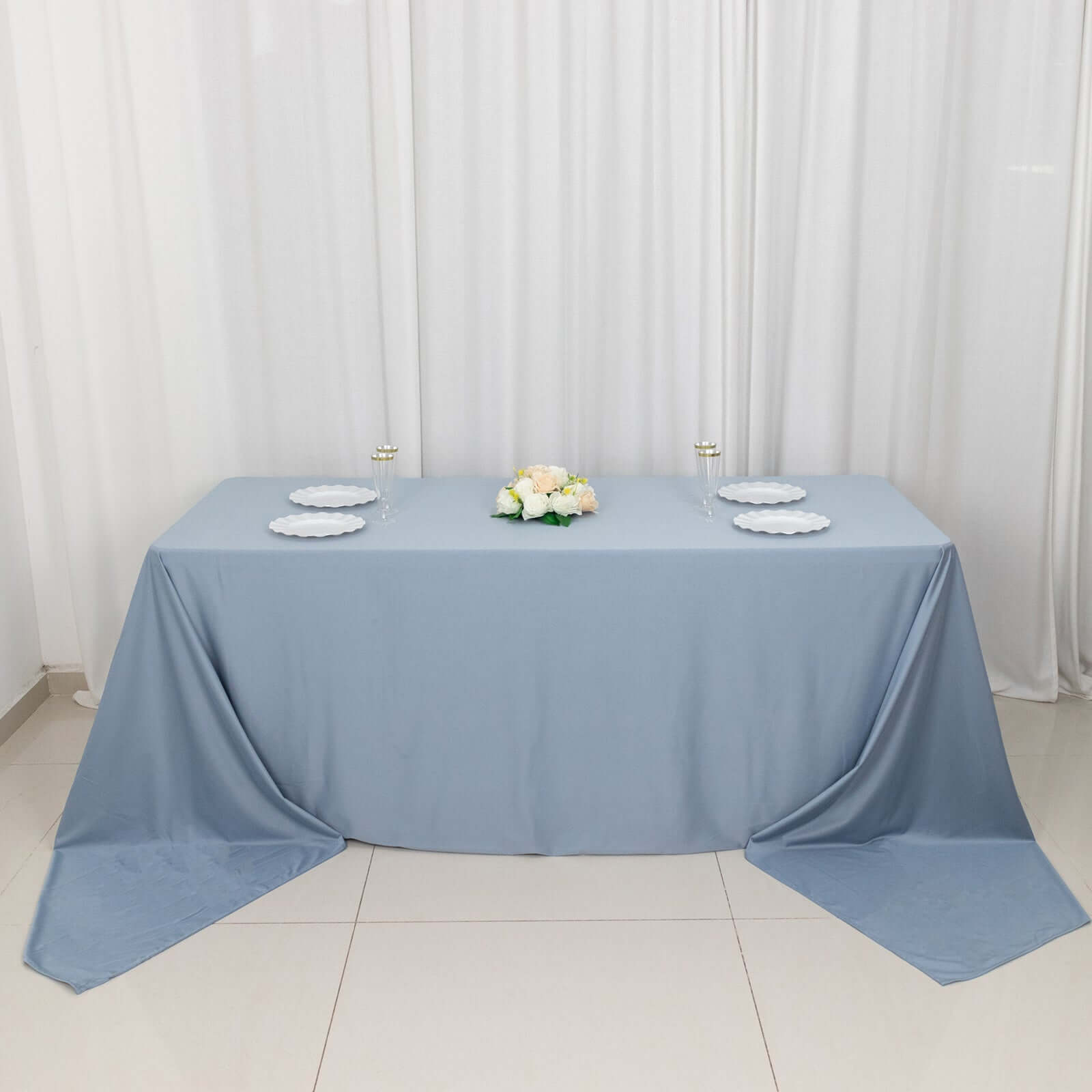 Scuba Rectangular 90"x156" Tablecloth Dusty Blue - Wrinkle Free, Stain Resistant & Seamless Table Cover - Bell Racket Store