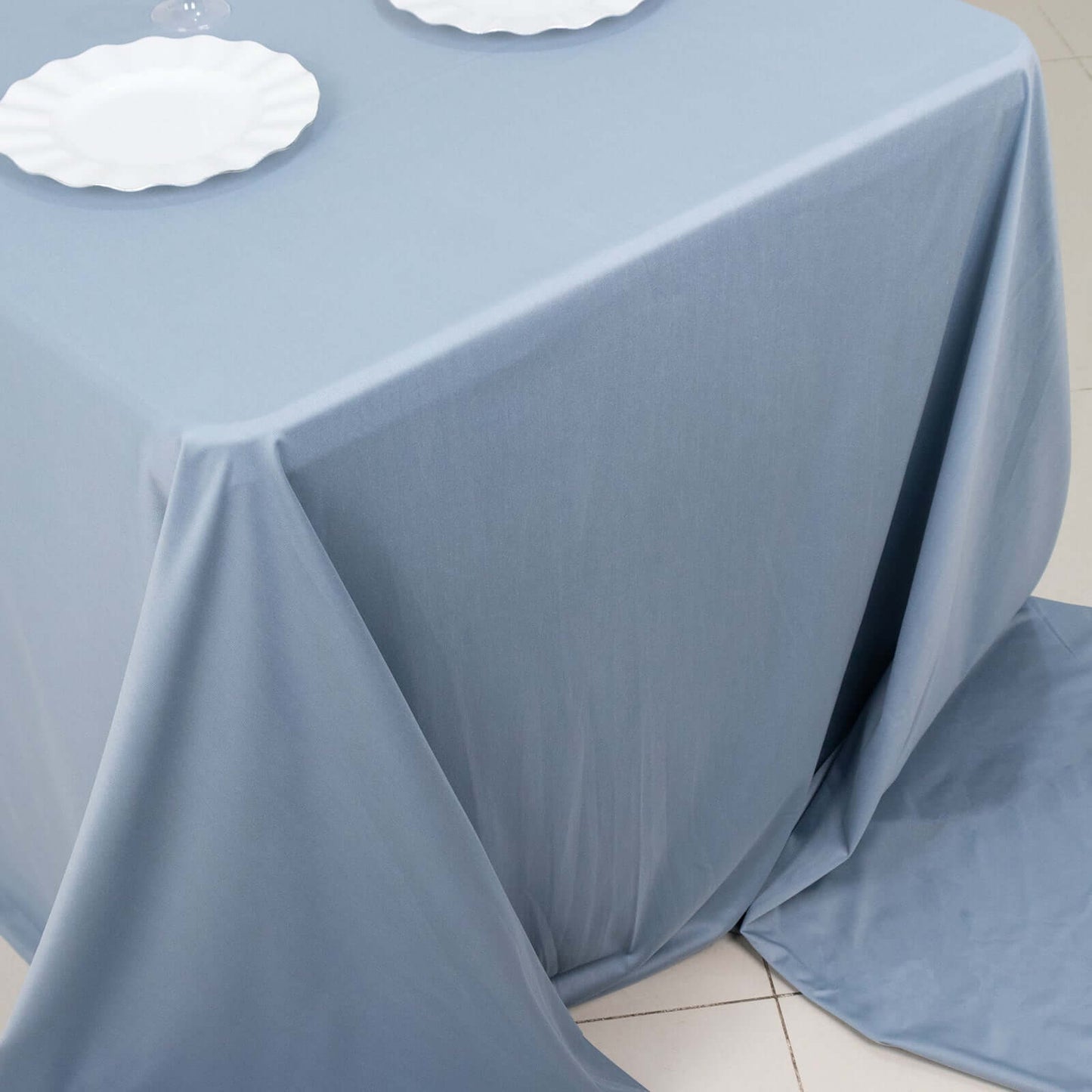 Scuba Rectangular 90"x156" Tablecloth Dusty Blue - Wrinkle Free, Stain Resistant & Seamless Table Cover - Bell Racket Store