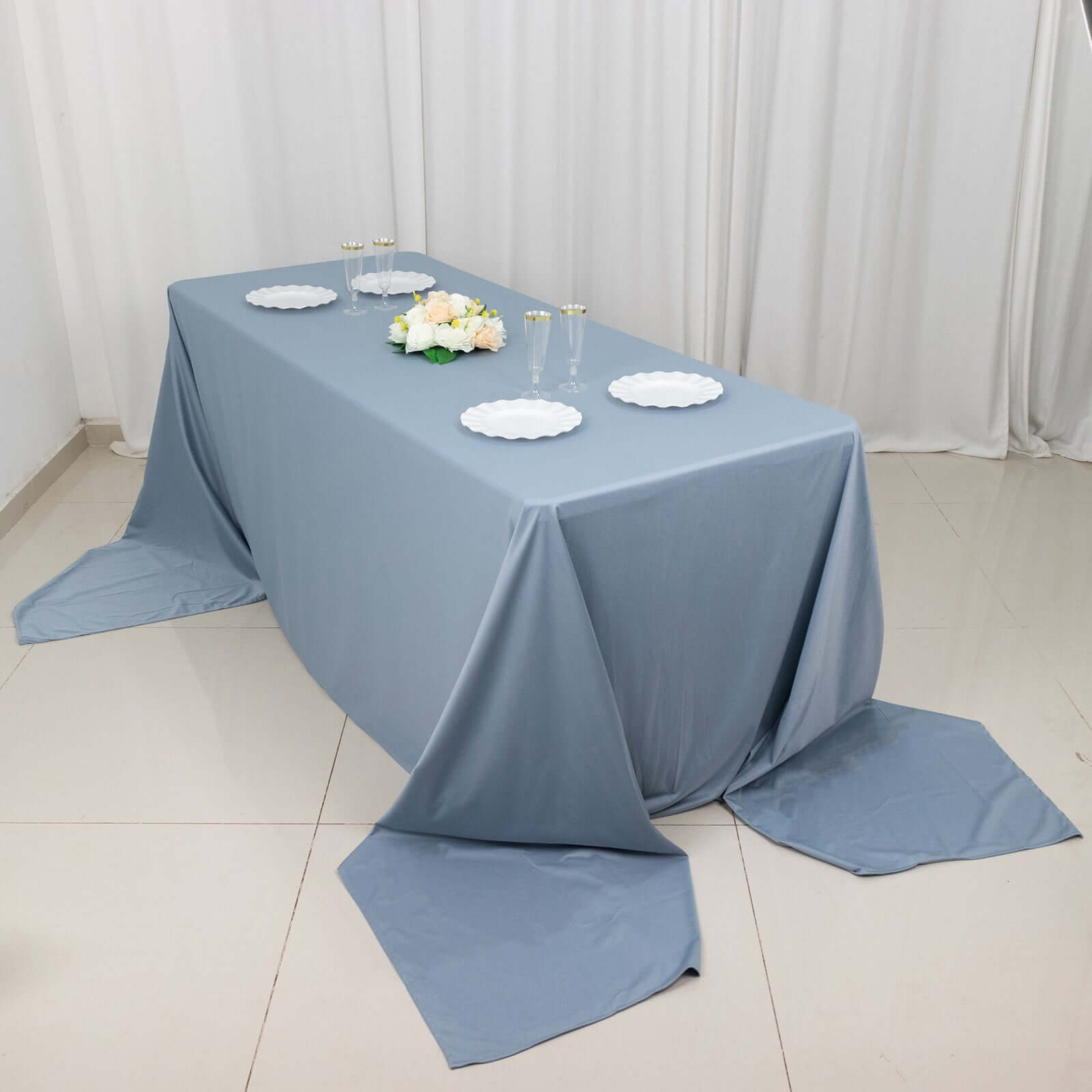Scuba Rectangular 90"x156" Tablecloth Dusty Blue - Wrinkle Free, Stain Resistant & Seamless Table Cover - Bell Racket Store
