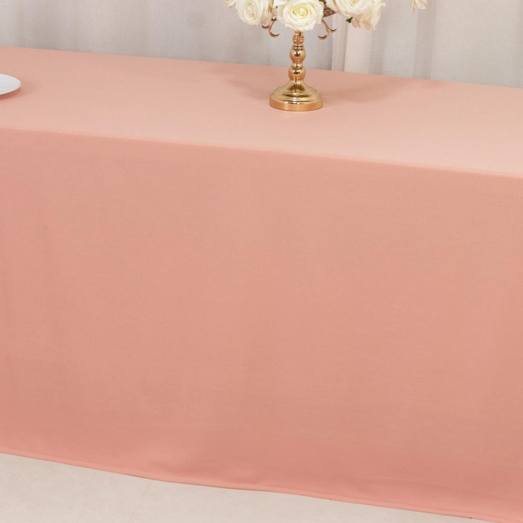 Scuba Rectangular 90"x156" Tablecloth Dusty Rose - Wrinkle Free, Stain Resistant & Seamless Table Cover - Bell Racket Store