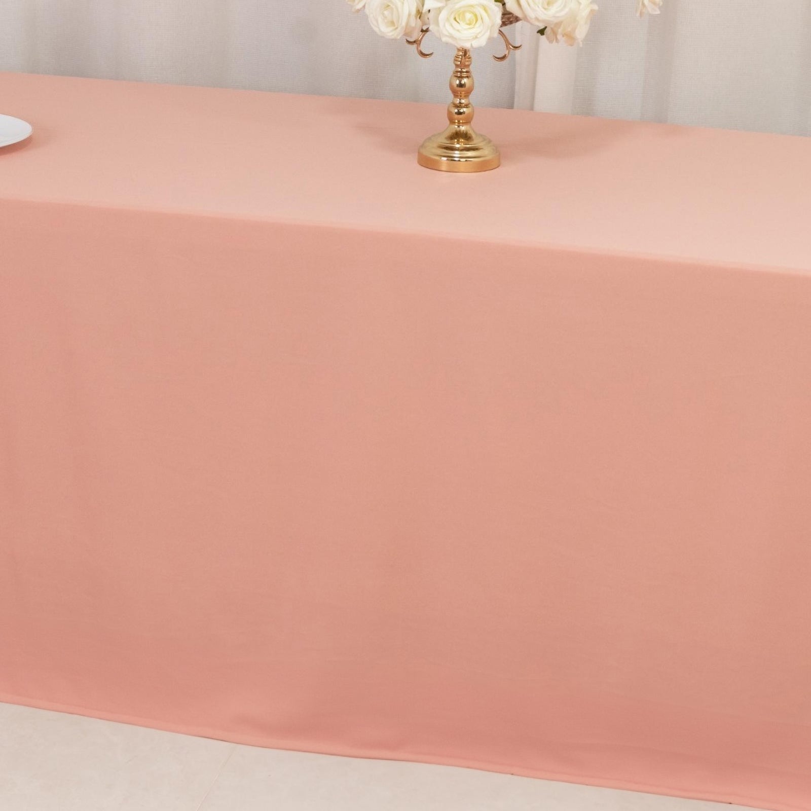 Scuba Rectangular 90"x156" Tablecloth Dusty Rose - Wrinkle Free, Stain Resistant & Seamless Table Cover - Bell Racket Store