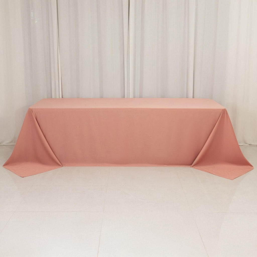 Scuba Rectangular 90"x156" Tablecloth Dusty Rose - Wrinkle Free, Stain Resistant & Seamless Table Cover - Bell Racket Store