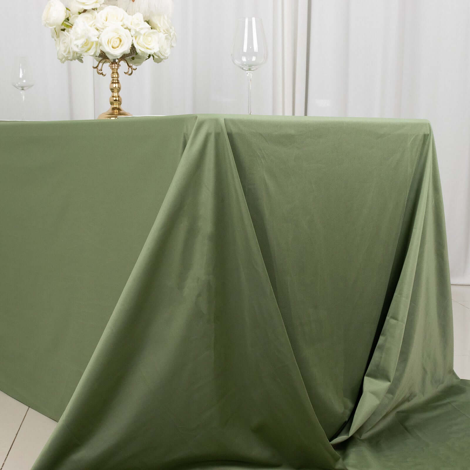 Scuba Rectangular 90"x156" Tablecloth Dusty Sage Green - Wrinkle Free, Stain Resistant & Seamless Table Cover - Bell Racket Store
