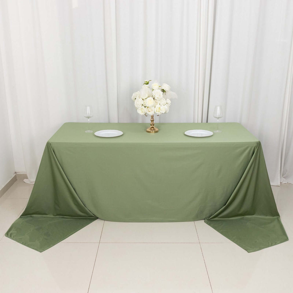 Scuba Rectangular 90"x156" Tablecloth Dusty Sage Green - Wrinkle Free, Stain Resistant & Seamless Table Cover - Bell Racket Store
