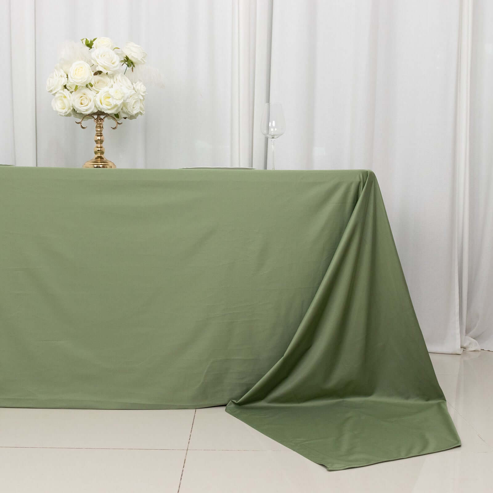 Scuba Rectangular 90"x156" Tablecloth Dusty Sage Green - Wrinkle Free, Stain Resistant & Seamless Table Cover - Bell Racket Store