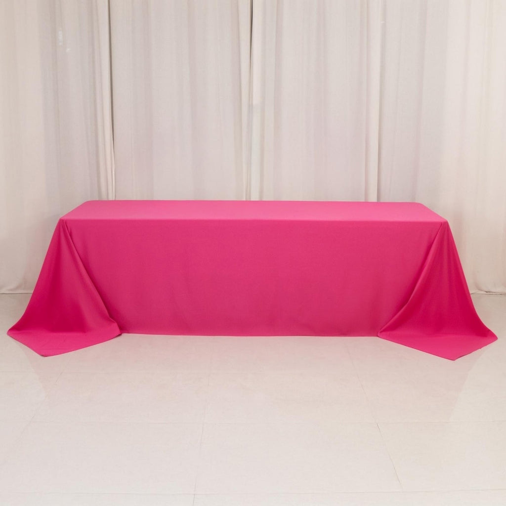 Scuba Rectangular 90"x156" Tablecloth Fuchsia - Wrinkle Free, Stain Resistant & Seamless Table Cover - Bell Racket Store