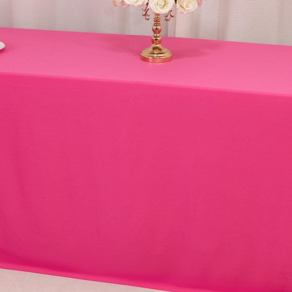 Scuba Rectangular 90"x156" Tablecloth Fuchsia - Wrinkle Free, Stain Resistant & Seamless Table Cover - Bell Racket Store