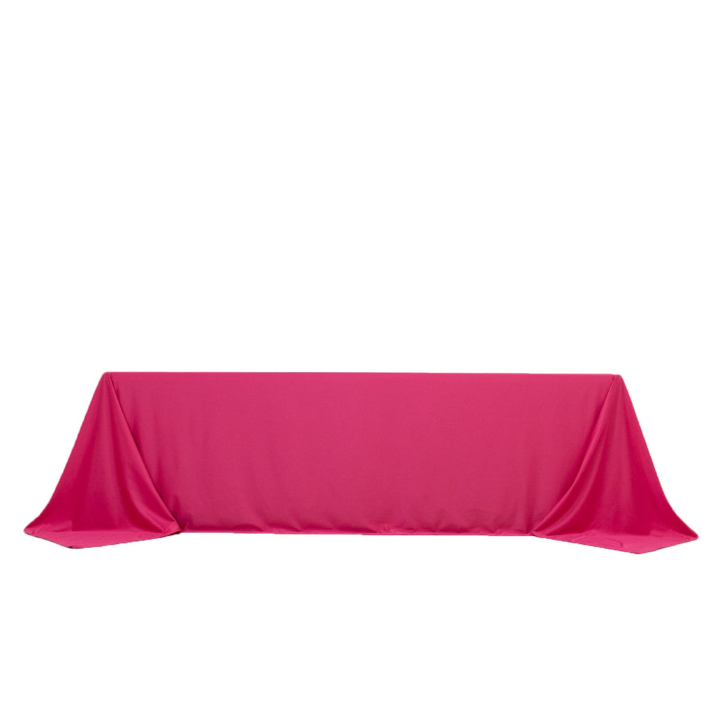 Scuba Rectangular 90"x156" Tablecloth Fuchsia - Wrinkle Free, Stain Resistant & Seamless Table Cover - Bell Racket Store