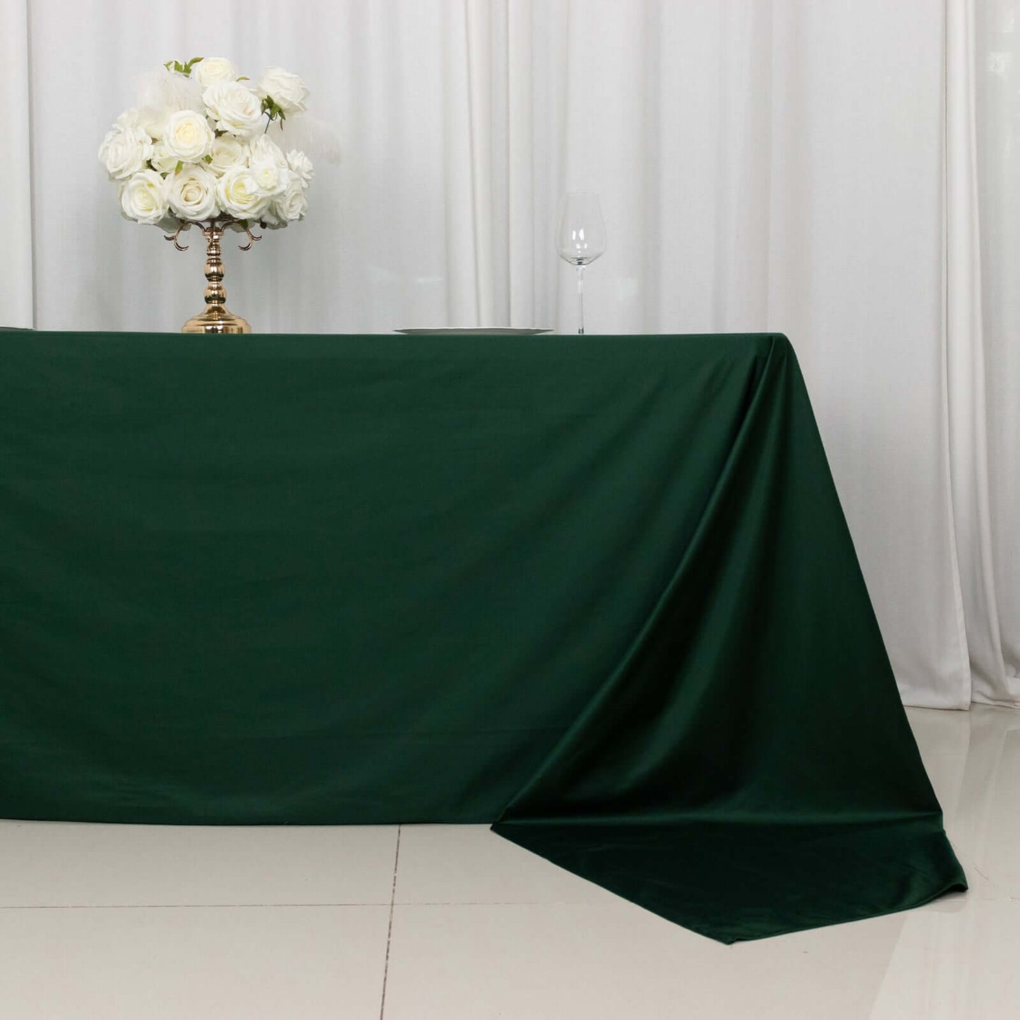 Scuba Rectangular 90"x156" Tablecloth Hunter Emerald Green - Wrinkle Free, Stain Resistant & Seamless Table Cover - Bell Racket Store