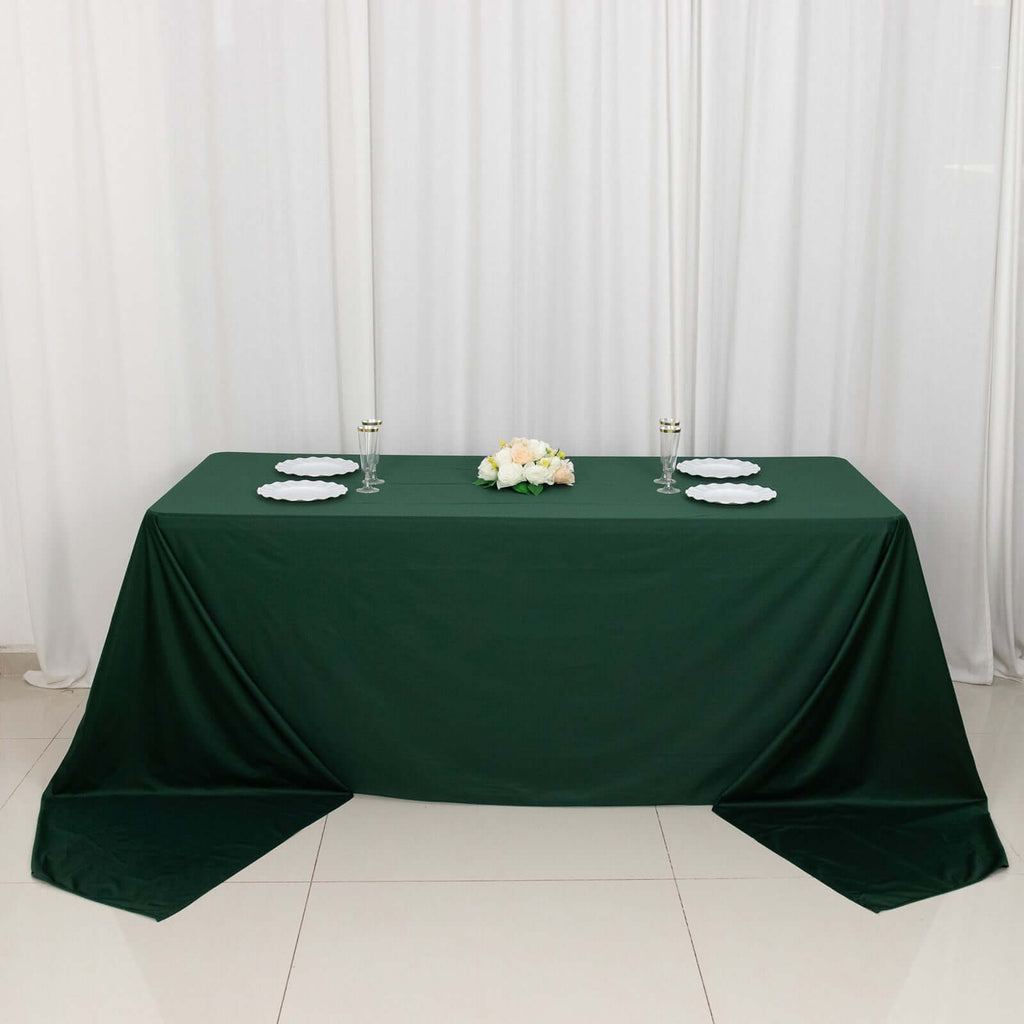 Scuba Rectangular 90"x156" Tablecloth Hunter Emerald Green - Wrinkle Free, Stain Resistant & Seamless Table Cover - Bell Racket Store