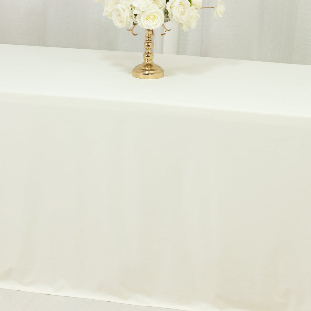 Scuba Rectangular 90"x156" Tablecloth Ivory with Rounded Corners â€“ Seamless, Wrinkle Free & Stain Resistant Table Cover - Bell Racket Store
