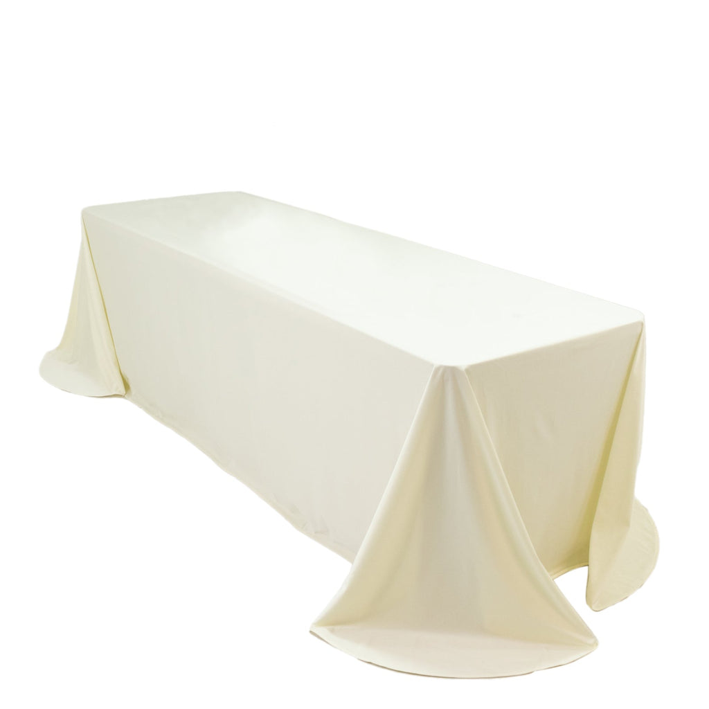 Scuba Rectangular 90"x156" Tablecloth Ivory with Rounded Corners â€“ Seamless, Wrinkle Free & Stain Resistant Table Cover - Bell Racket Store