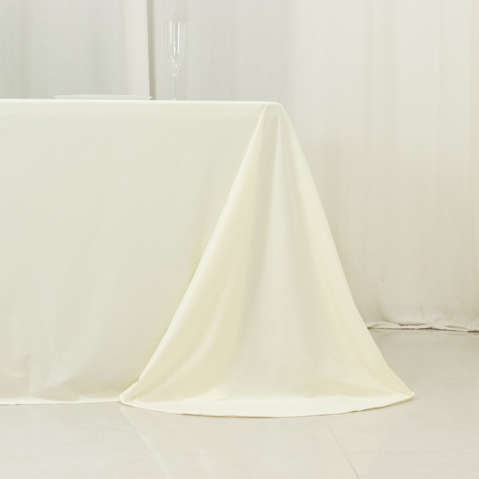 Scuba Rectangular 90"x156" Tablecloth Ivory with Rounded Corners â€“ Seamless, Wrinkle Free & Stain Resistant Table Cover - Bell Racket Store
