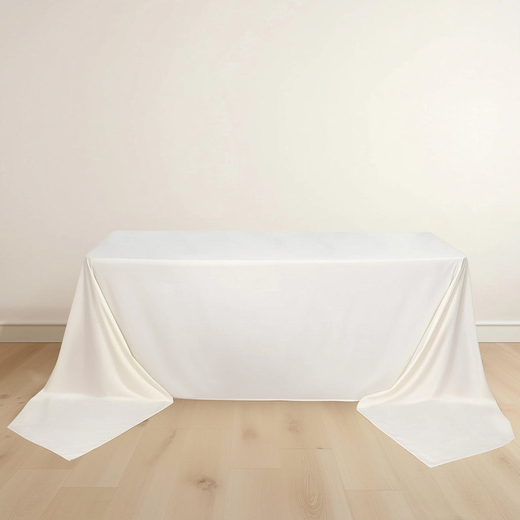 Scuba Rectangular 90"x156" Tablecloth Ivory - Wrinkle Free, Stain Resistant & Seamless Table Cover - Bell Racket Store