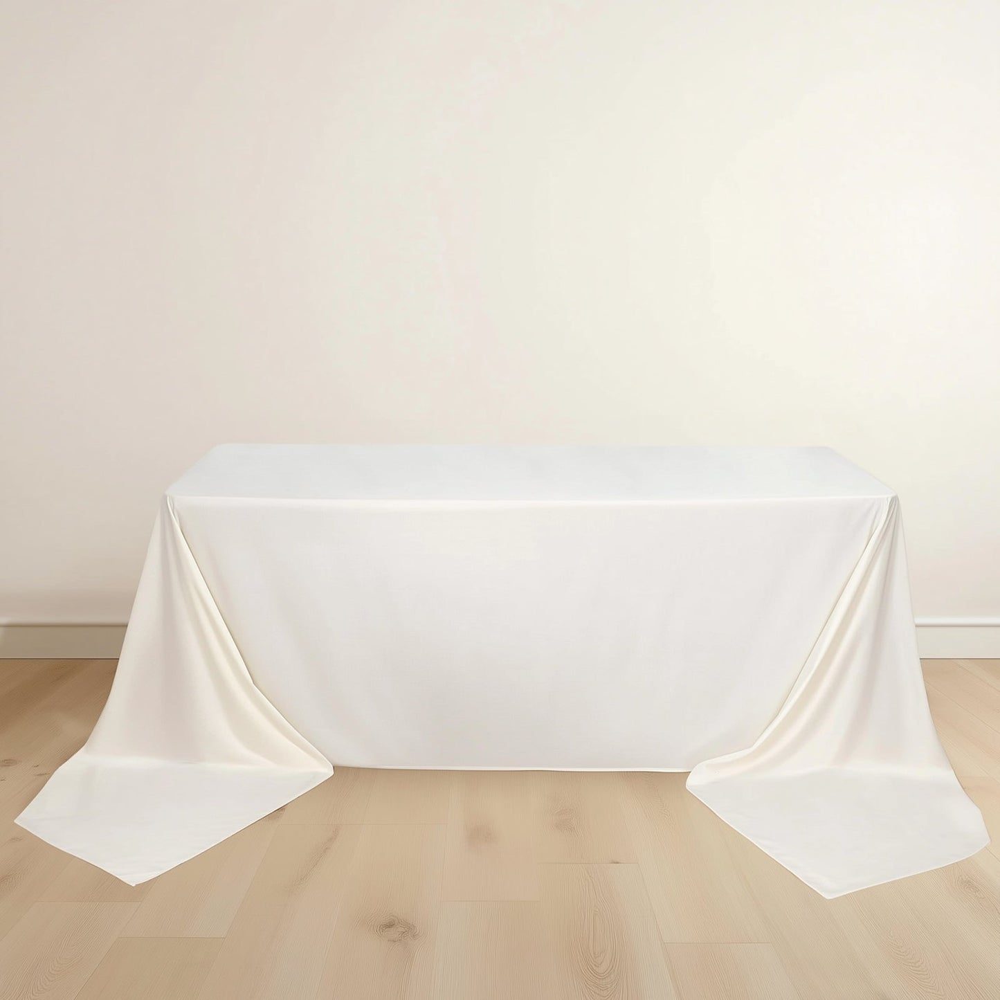 Scuba Rectangular 90"x156" Tablecloth Ivory - Wrinkle Free, Stain Resistant & Seamless Table Cover - Bell Racket Store