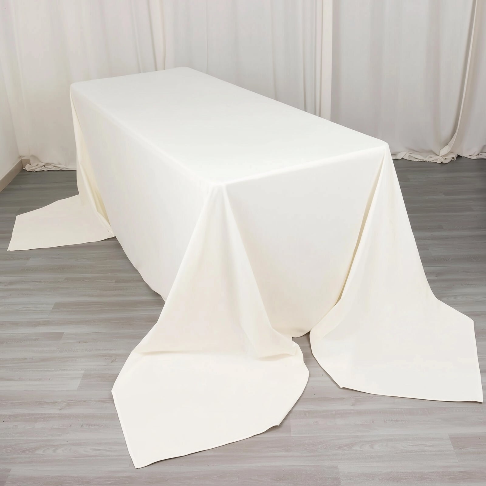Scuba Rectangular 90"x156" Tablecloth Ivory - Wrinkle Free, Stain Resistant & Seamless Table Cover - Bell Racket Store
