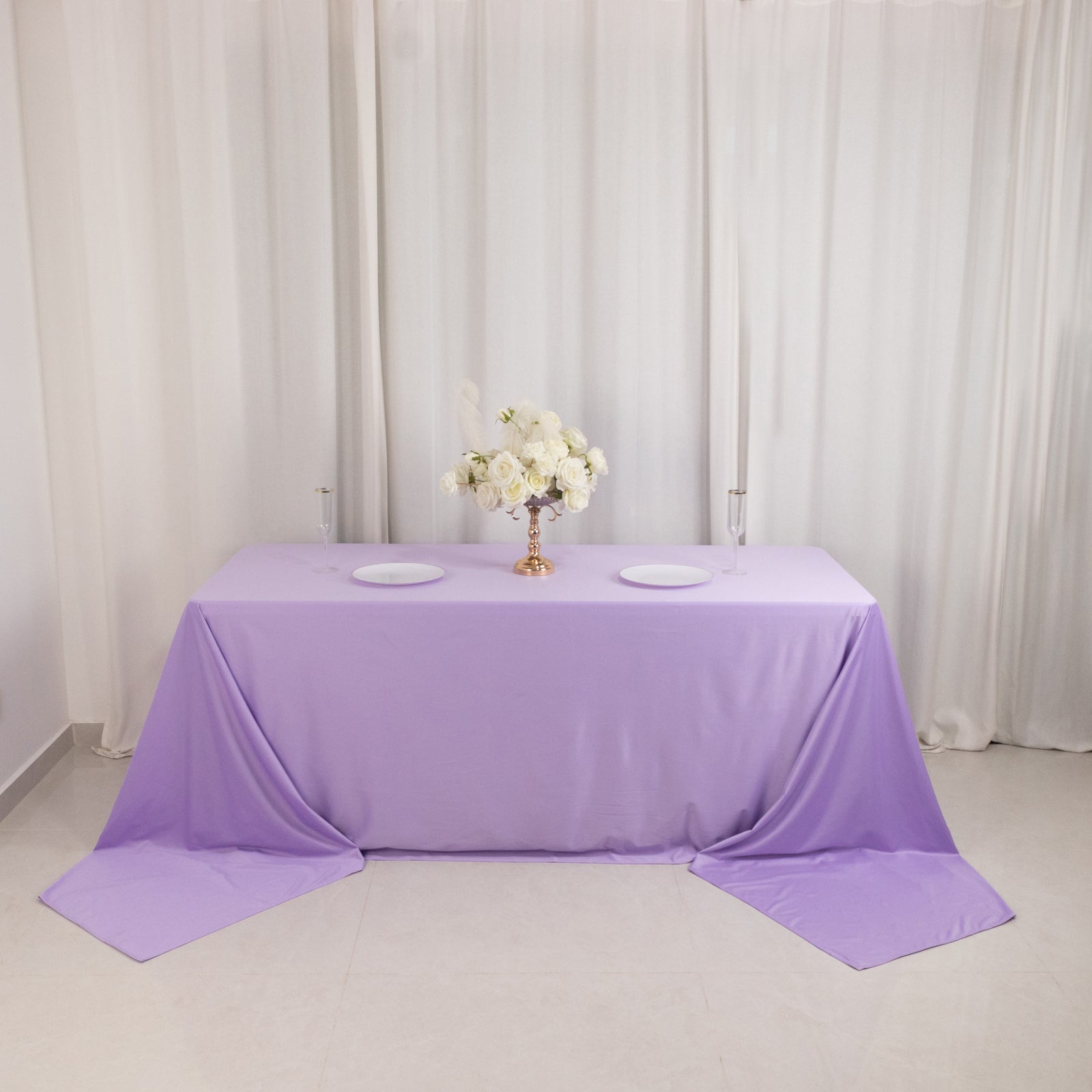 Scuba Rectangular 90"x156" Tablecloth Lavender Lilac - Wrinkle Free, Stain Resistant & Seamless Table Cover - Bell Racket Store