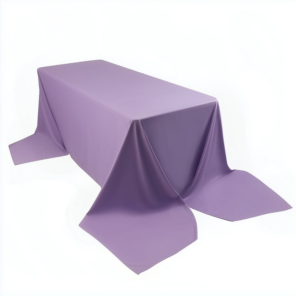 Scuba Rectangular 90"x156" Tablecloth Lavender Lilac - Wrinkle Free, Stain Resistant & Seamless Table Cover - Bell Racket Store