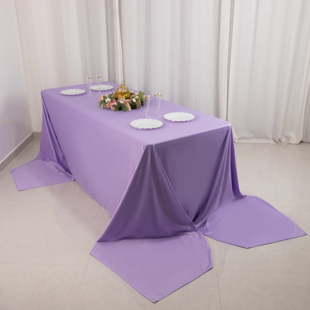 Scuba Rectangular 90"x156" Tablecloth Lavender Lilac - Wrinkle Free, Stain Resistant & Seamless Table Cover - Bell Racket Store