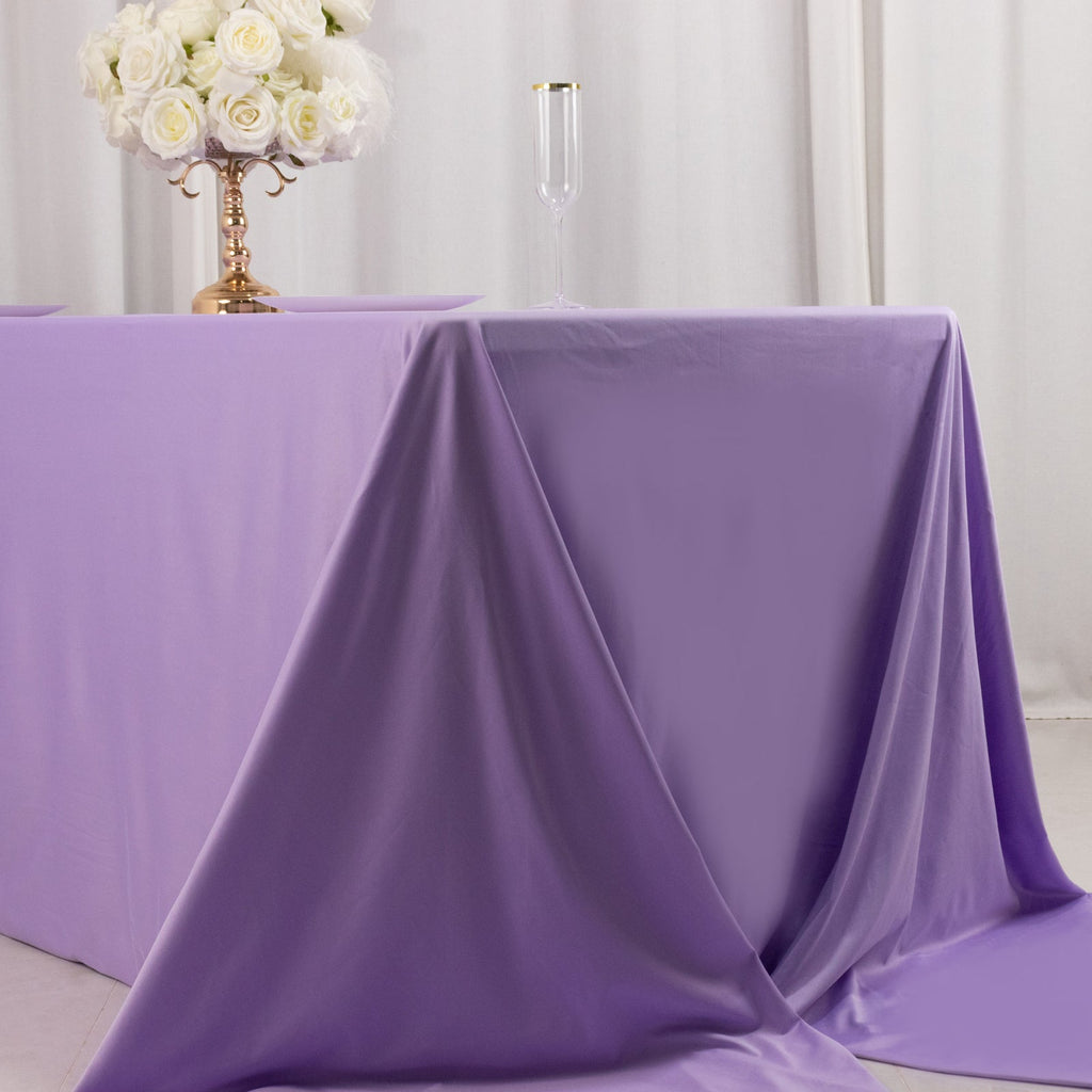 Scuba Rectangular 90"x156" Tablecloth Lavender Lilac - Wrinkle Free, Stain Resistant & Seamless Table Cover - Bell Racket Store
