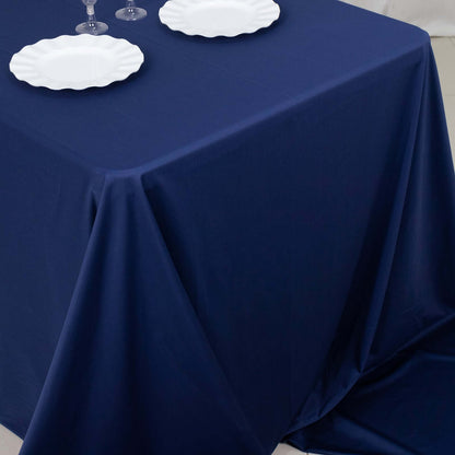 Scuba Rectangular 90"x156" Tablecloth Navy Blue - Wrinkle Free, Stain Resistant & Seamless Table Cover - Bell Racket Store