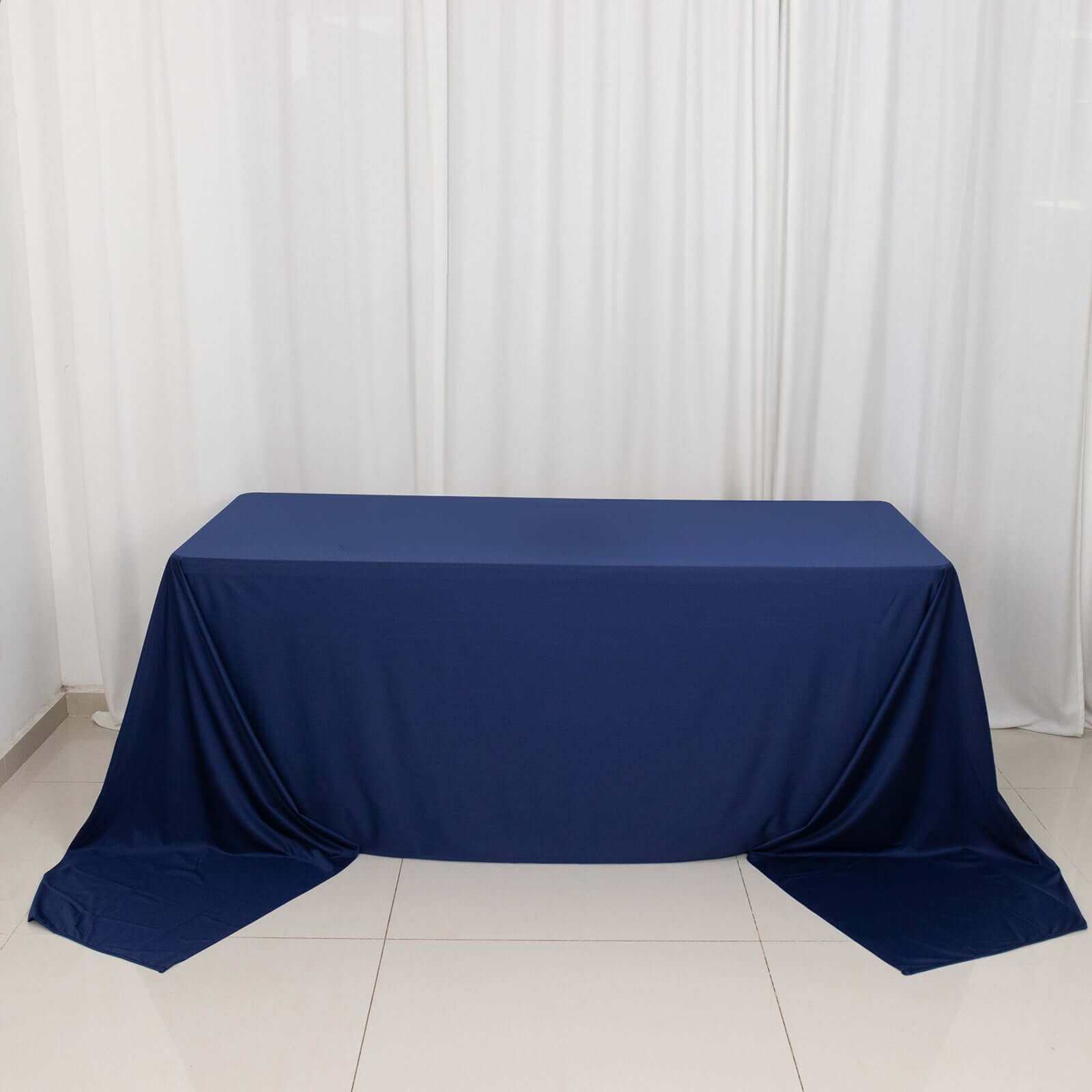 Scuba Rectangular 90"x156" Tablecloth Navy Blue - Wrinkle Free, Stain Resistant & Seamless Table Cover - Bell Racket Store
