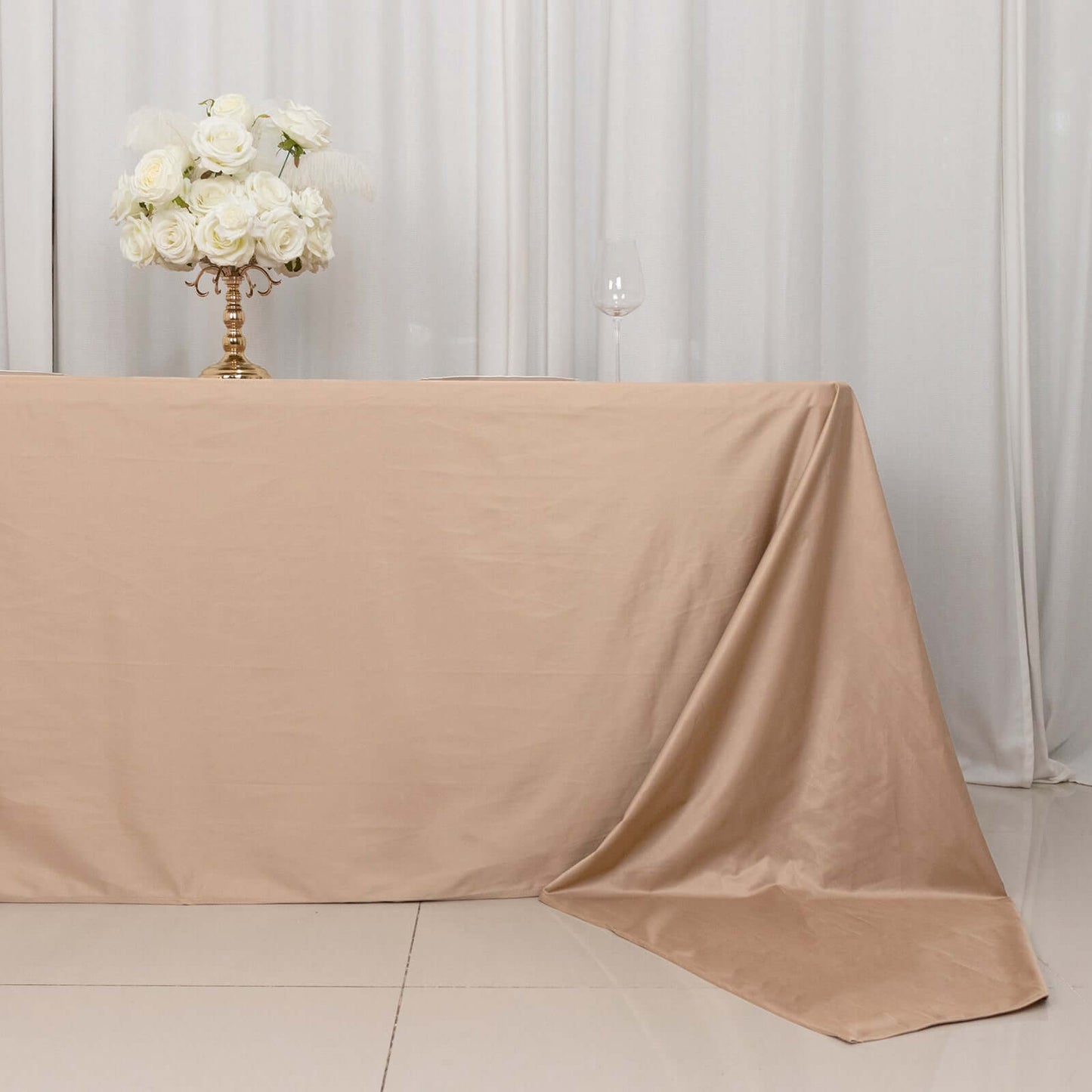 Scuba Rectangular 90"x156" Tablecloth Nude - Wrinkle Free, Stain Resistant & Seamless Table Cover - Bell Racket Store