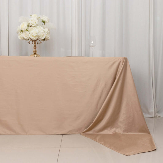 Scuba Rectangular 90"x156" Tablecloth Nude - Wrinkle Free, Stain Resistant & Seamless Table Cover - Bell Racket Store