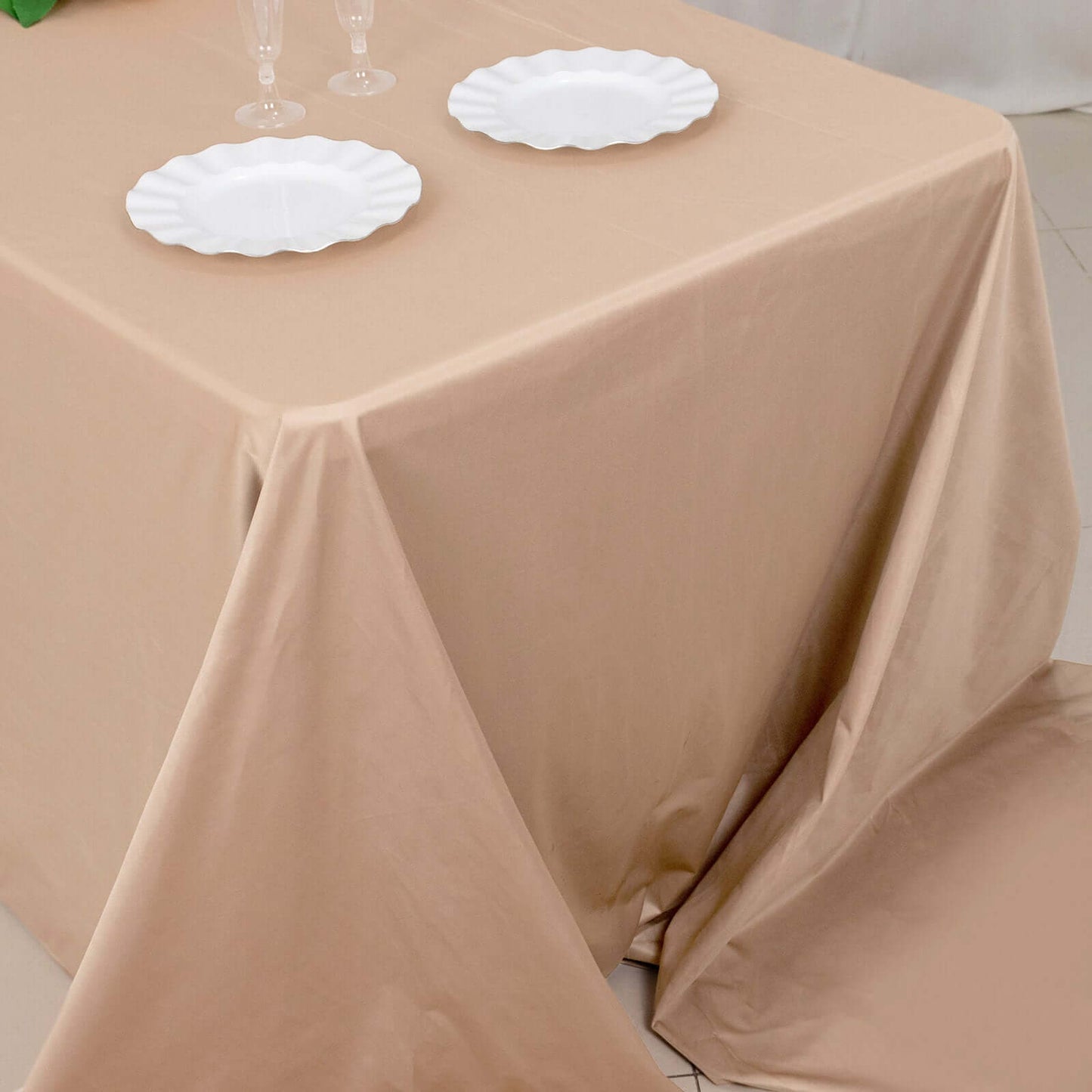 Scuba Rectangular 90"x156" Tablecloth Nude - Wrinkle Free, Stain Resistant & Seamless Table Cover - Bell Racket Store