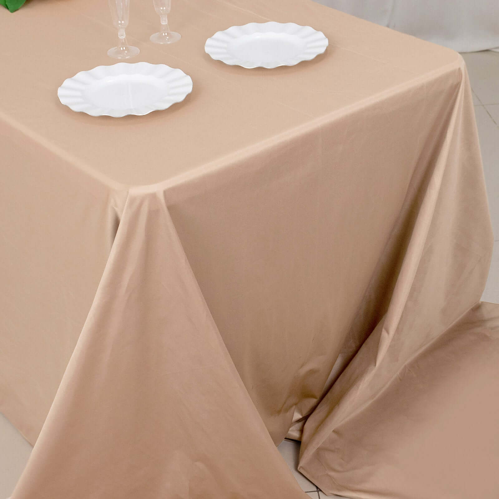 Scuba Rectangular 90"x156" Tablecloth Nude - Wrinkle Free, Stain Resistant & Seamless Table Cover - Bell Racket Store